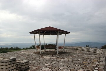 Pavilion Overlooking a Vast Landscape in Ambracian gulf, Epirus, Greece
