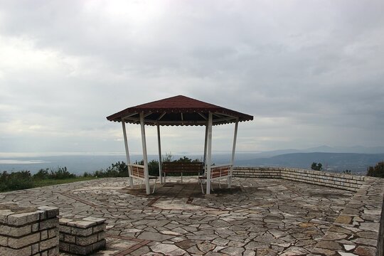 Pavilion Overlooking a Vast Landscape in Ambracian gulf, Epirus, Greece