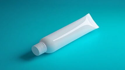 A single toothpaste in blue background