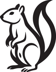 Squirrel graphic black and white silhouette, Cute rodent vector for decor