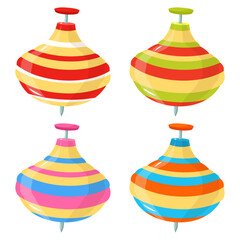 Vector cartoon image of spinning top. Concept of children's toys and fun. Kindergarten, school. Element for your website, article, etc.