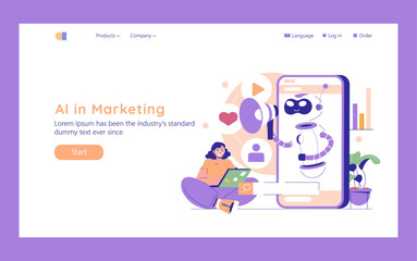 AI In Marketing. Flat Vector Illustration