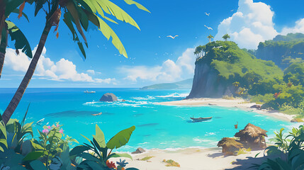 Tropical archipelago with shallow turquoise waters and sandy islets, island paradise