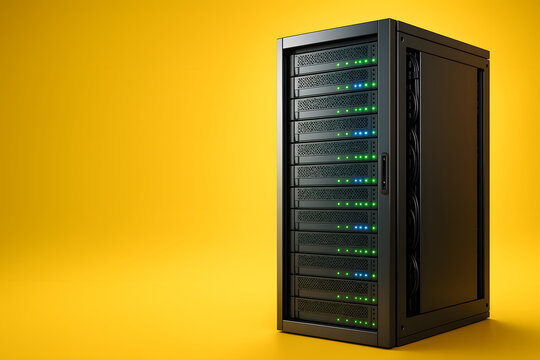 Modern Sleek Server Rack in a Data Center for Cloud Computing and IT Infrastructure