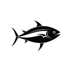 Obraz premium Simple vector illustration of a black and white tuna fish isolated on white background