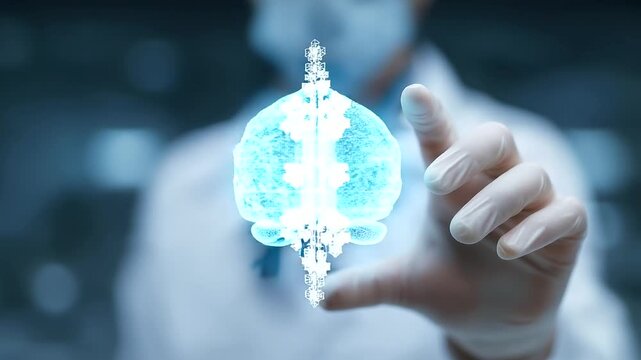 Scientist Observing Nanobots Making Microchip Assembly