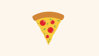 Slice of pepperoni pizza with yellow cheese on neutral background