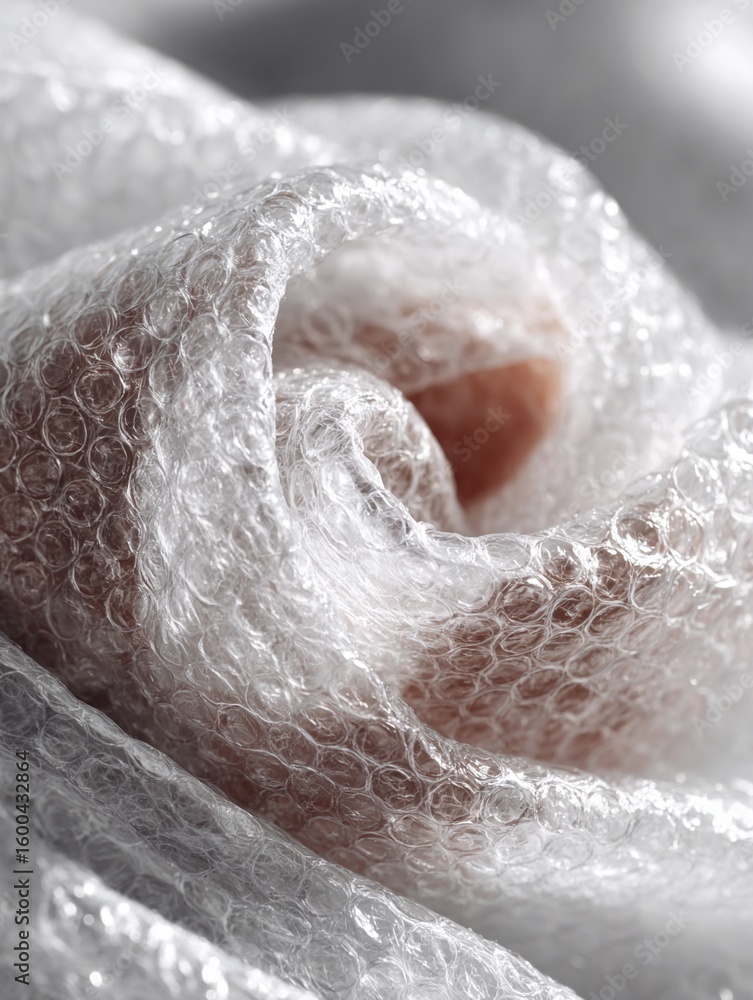 Aufkleber bubbles and folds of bubble wrap creating a delicate floral design in soft light