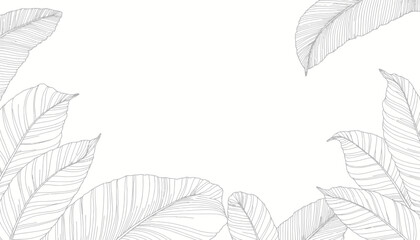 Obraz premium Sketch of leaves on white background in minimalistic style 