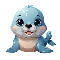 A illustrated cute baby seal