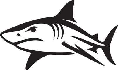 Shark silhouette bold sea predator design, Powerful ocean animal illustration