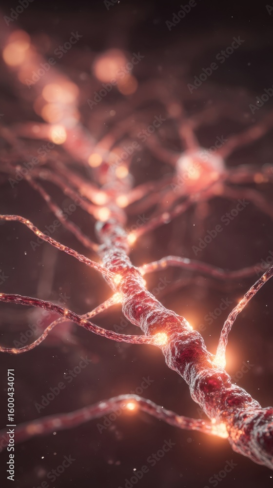 Aufkleber dynamic sequence depicting sticky betaamyloid plaque growth obstructing nerve fibers representing al
