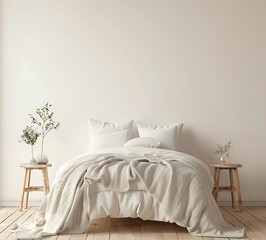interior of bedroom with white bed