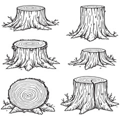 Tree Trunk Line Art Nature Texture Wood Design