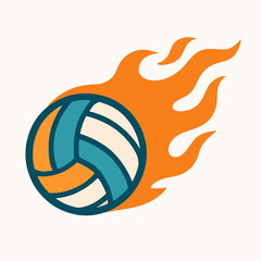 Flaming Volleyball Icon Design
