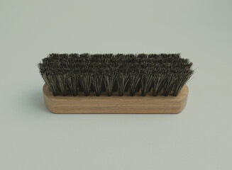 Wooden brush for polishing shoes isolated