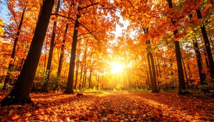 Fototapeta premium Autumn forest pathway