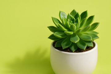 Vivid Green Succulent Plant in a Minimalist Pot for Home Decor and Greenery