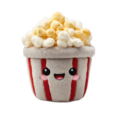 Cute Popcorn Plush Toy on Black Background