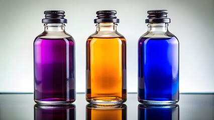 Colorful Essential Oil Bottles on Gradient Pink Base