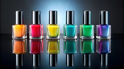 Vibrant Nail Polish Bottles in Beauty Product Display