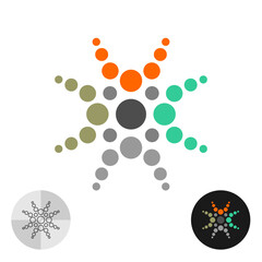 Abstract dots logo with many round elements shaped the four human or other creatures figures. Alien civilization race stylized colorful symbol