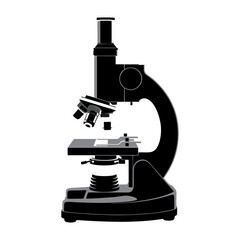 vector image of microscope silhouette on white background