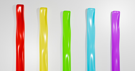 Oil paint strokes from tubes with all colors on white background