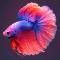 Fototapeta premium Dramatic Betta Fish Mixed Media Art: Moody Charcoal & Pastel Contrasts with Textured Linework