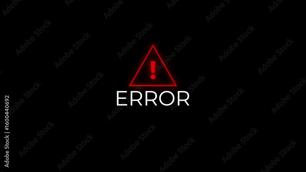 Poster system error notification animation on black background. 4k