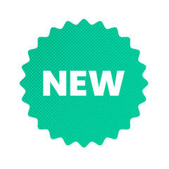 New Green Badge. Circular 'NEW' Label