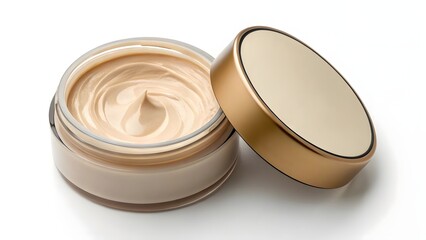 Beige Cream in Open Skincare Container