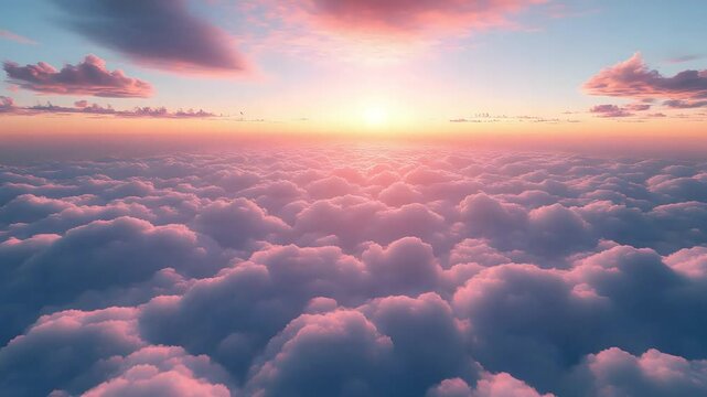 Breathtaking Sunrise Over a Serene Sea of Clouds Capturing Nature's Tranquil Beauty
