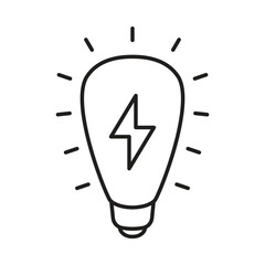 Business strategy lamp icon plan, goal and solution. Analisis brainstorming business to the growth achievement, Light ray and lighting bolt
