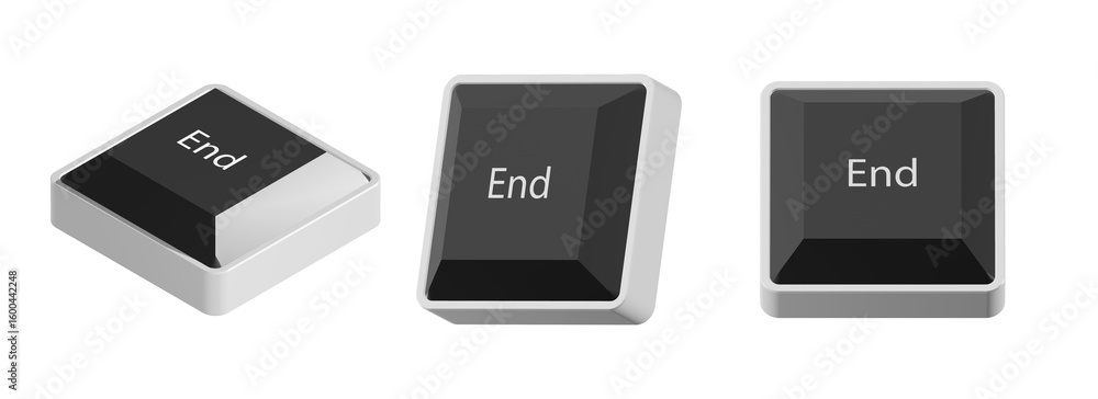 Aufkleber 3d computer keyboard key end isolated on transparent background