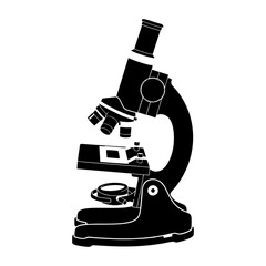 vector image of microscope silhouette on white background