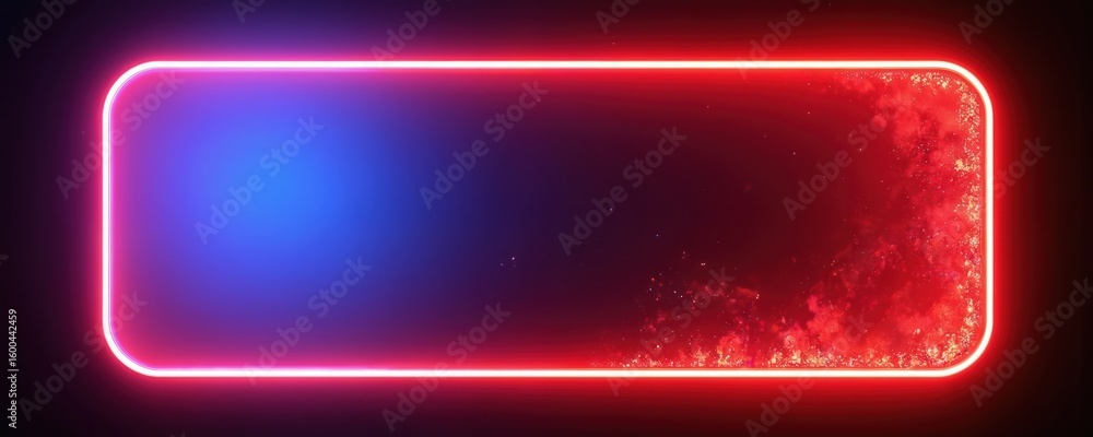 Poster abstract background featuring vibrant red neon frame glowing against dark backdrop. frame displays g