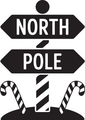 North Pole Signpost Silhouette SVG


