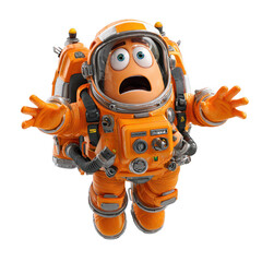 Animated Astronaut in Orange Spacesuit