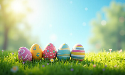 easter eggs on grass