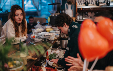 A scene where friends are gathered at a lounge bar, enjoying casual conversations over beverages...