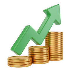 Rising Arrow and Coins 3D Icon