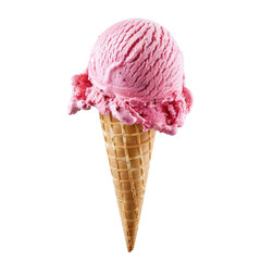 Pink ice cream scoop in waffle cone (6)