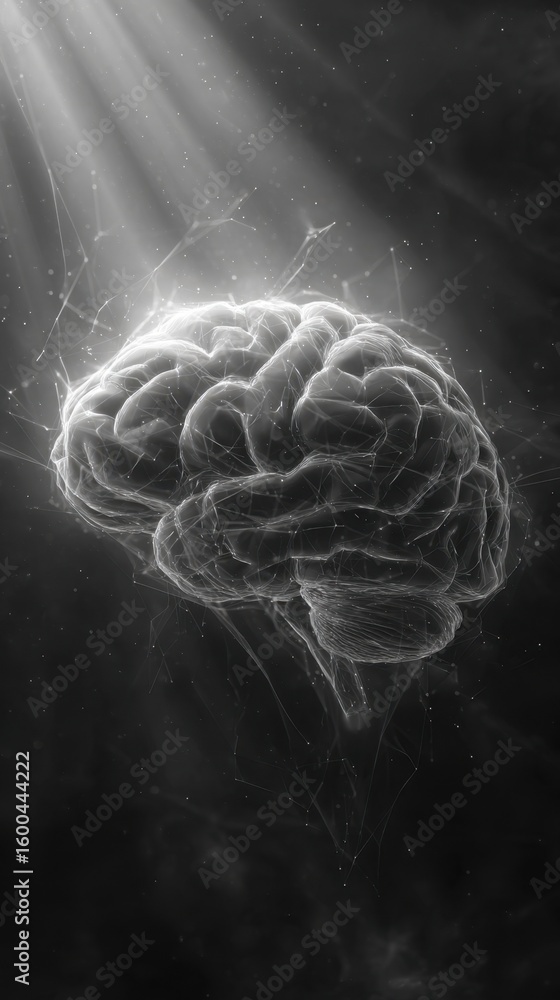 Poster timelapse effect of a bright brain image shifting to grayscale depicting the emotional dulling linke