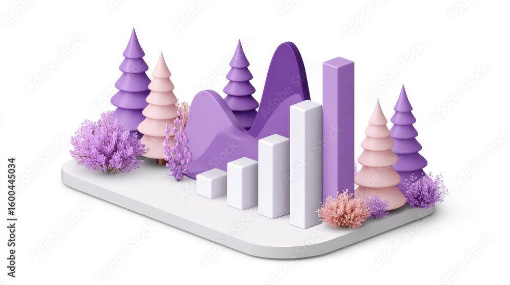 Poster isometric financial dashboard showcasing live esg performance in a vibrant environment with graphica
