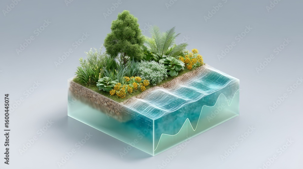 Poster visualizing esg performance isometric financial dashboard displaying nature's impact on ecosystem he