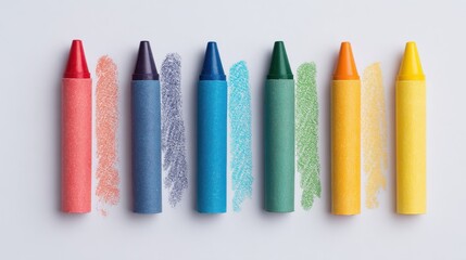 A row of crayons with different colors