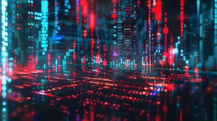 Fototapeta premium Business collapse holographic price reduction futuristic, Futuristic Concept