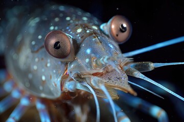 Close-up of a shrimp with large eyes