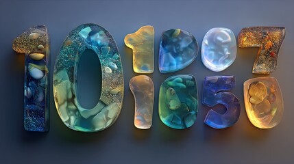 Colorful, translucent numbers, abstract design